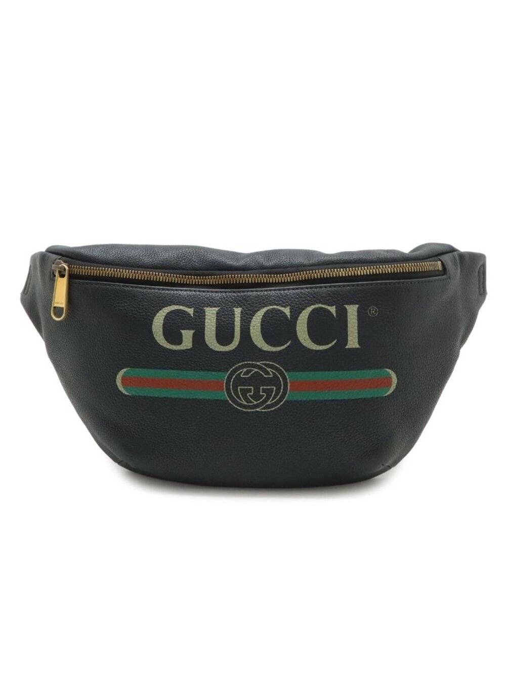 Gucci Print Sherry Line Belt Bag Waist Pouch Leather Pink Green Red Gold